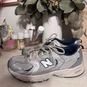 New Balance 530 Silver and Navy Running Shoes